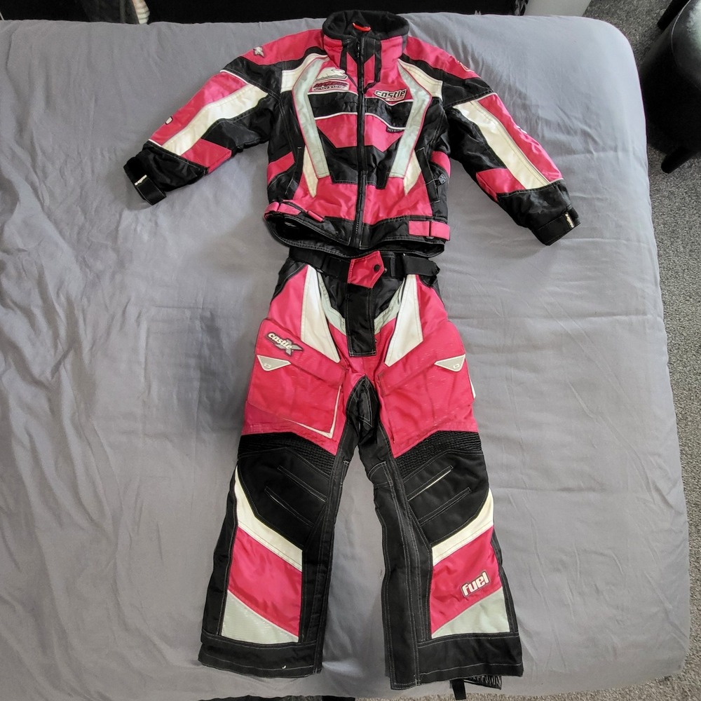 Castle Racing Youth Snowmobile Suit Pink Black Winter Jacket Pants Set Size S